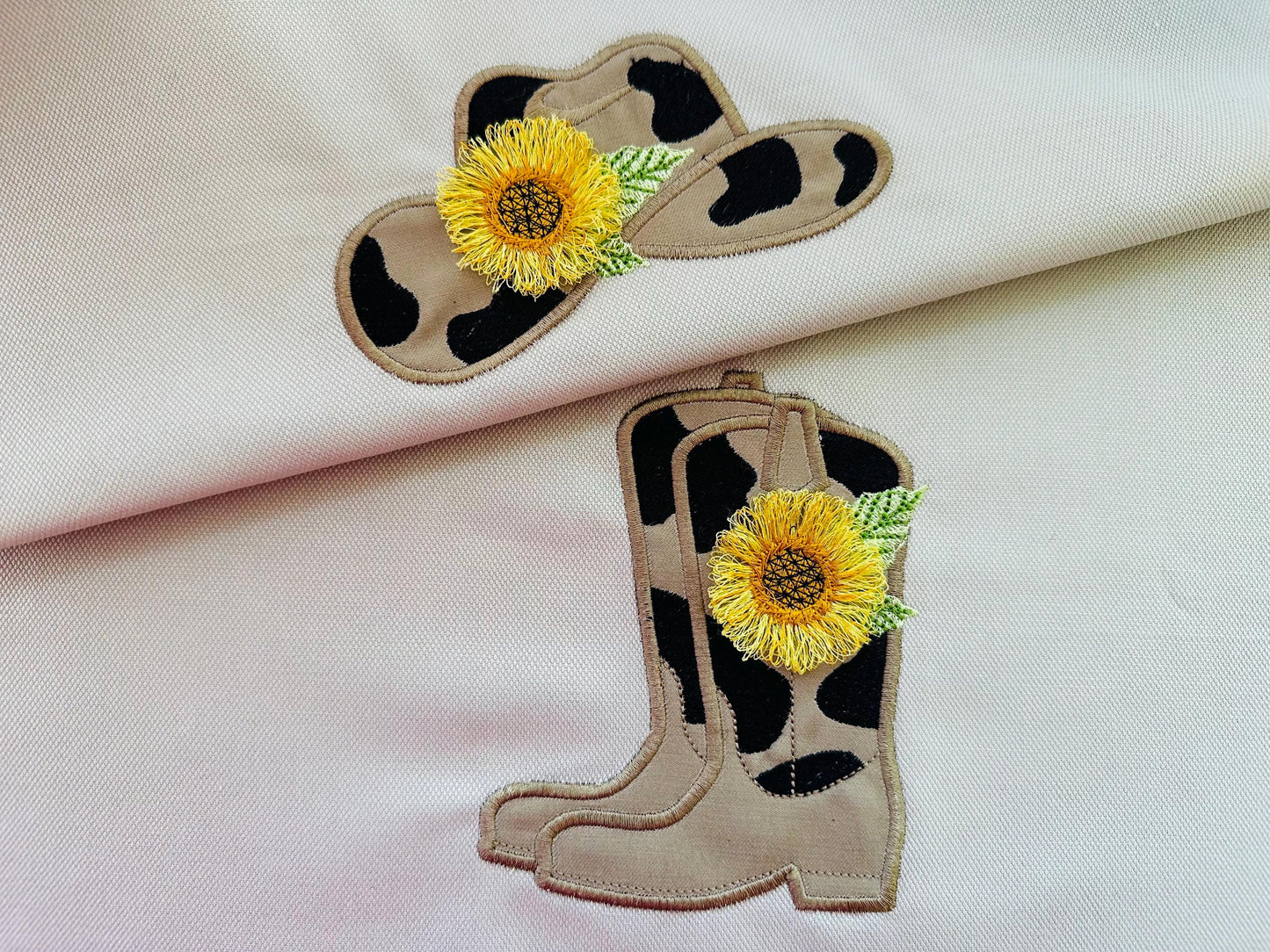 Fringed Sunflower Cowboy Boots and Hat