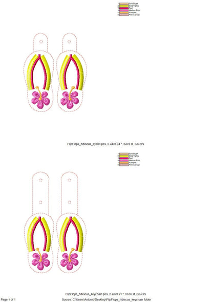 Fringed Floral Flip Flops Keychain