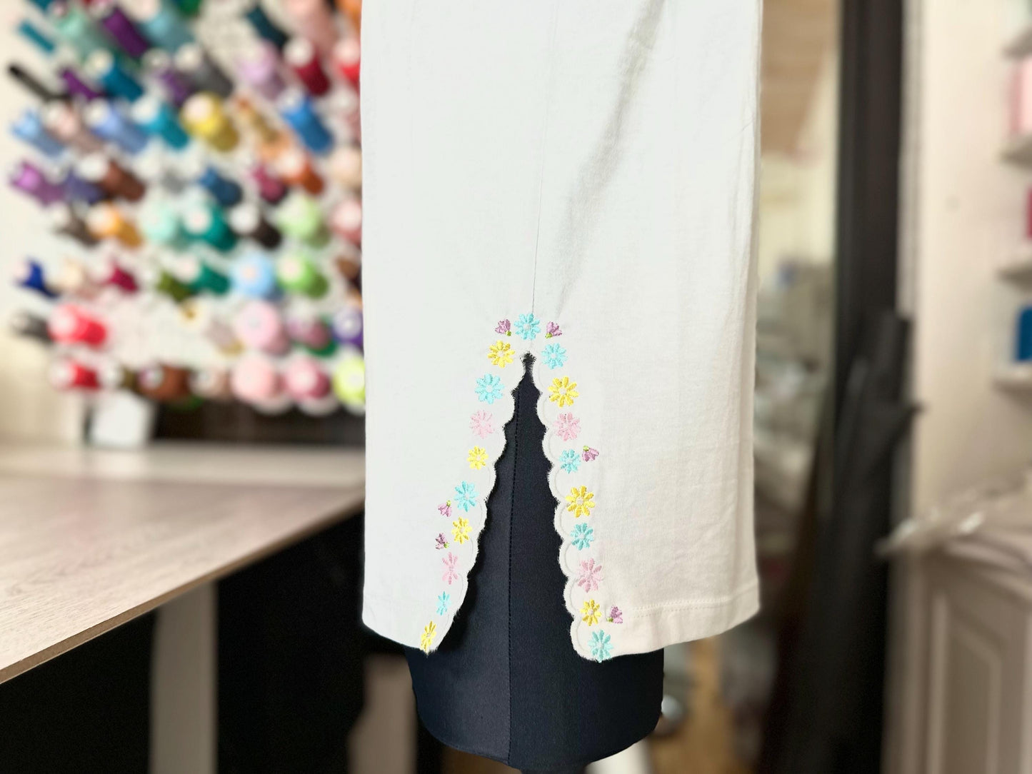 Spring Floral Scalloped Split Side Seam