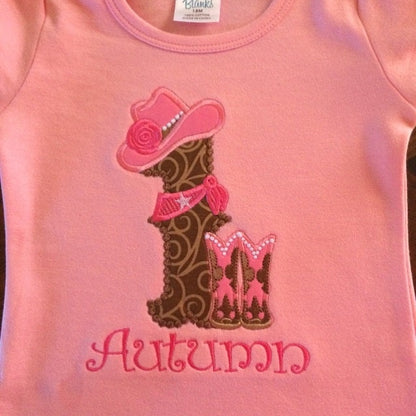 Lady Cowboy Birthday Number 1 One