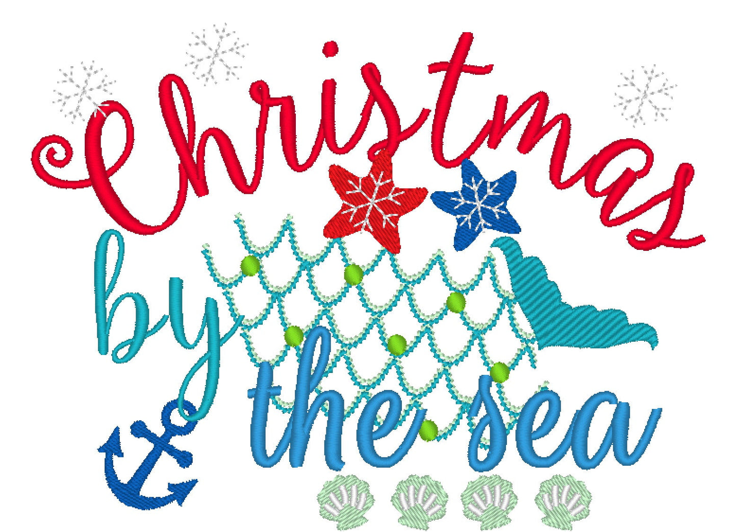 Christmas by the sea embroidery designs, Merry Christmas embroidery