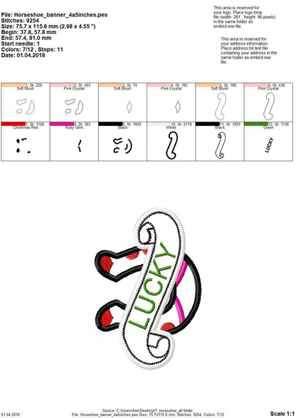 Tattoo horseshoe machine embroidery applique embroidery designs set 4