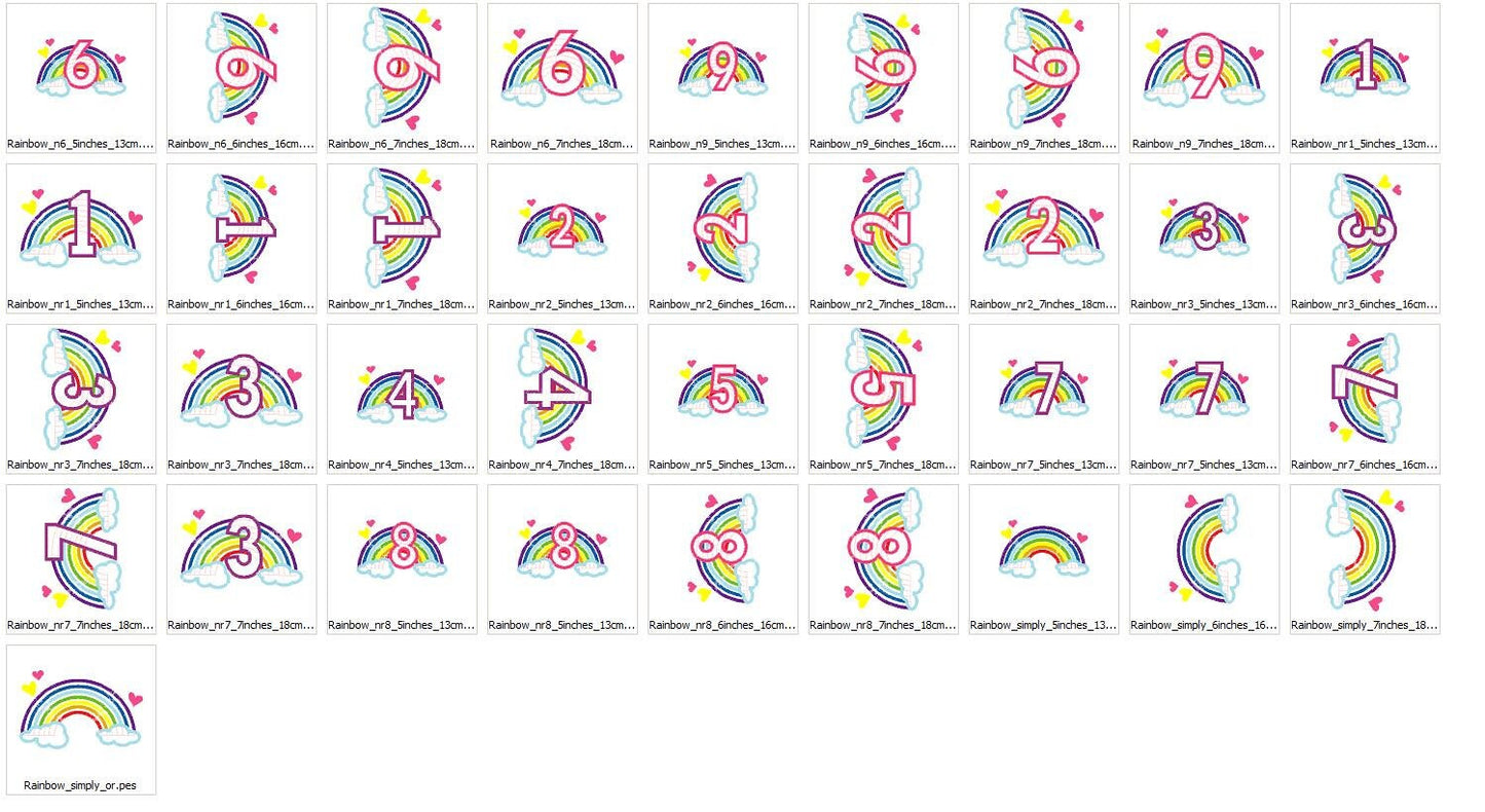 Satin Rainbow Birthday Numbers Applique