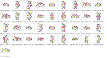 Satin Rainbow Birthday Numbers Applique