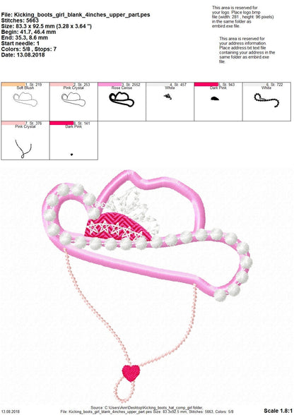 Cowgirl Boots and Hat Applique and Mini Font