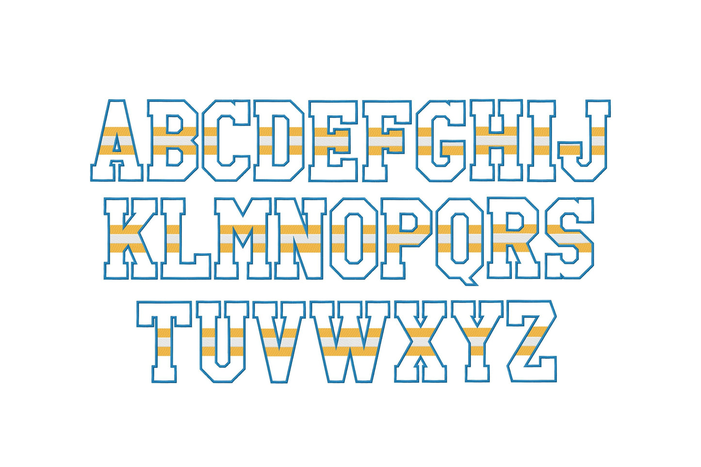 Striped Varsity Sports Font Applique