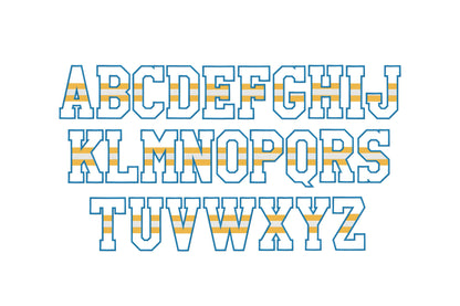 Striped Varsity Sports Font Applique