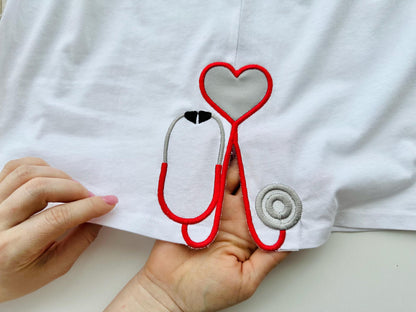 Therapist Medic Stethoscope with Heart Applique