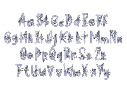 Spiderweb Font embroidery spider web alphabet Halloween cobweb spooky