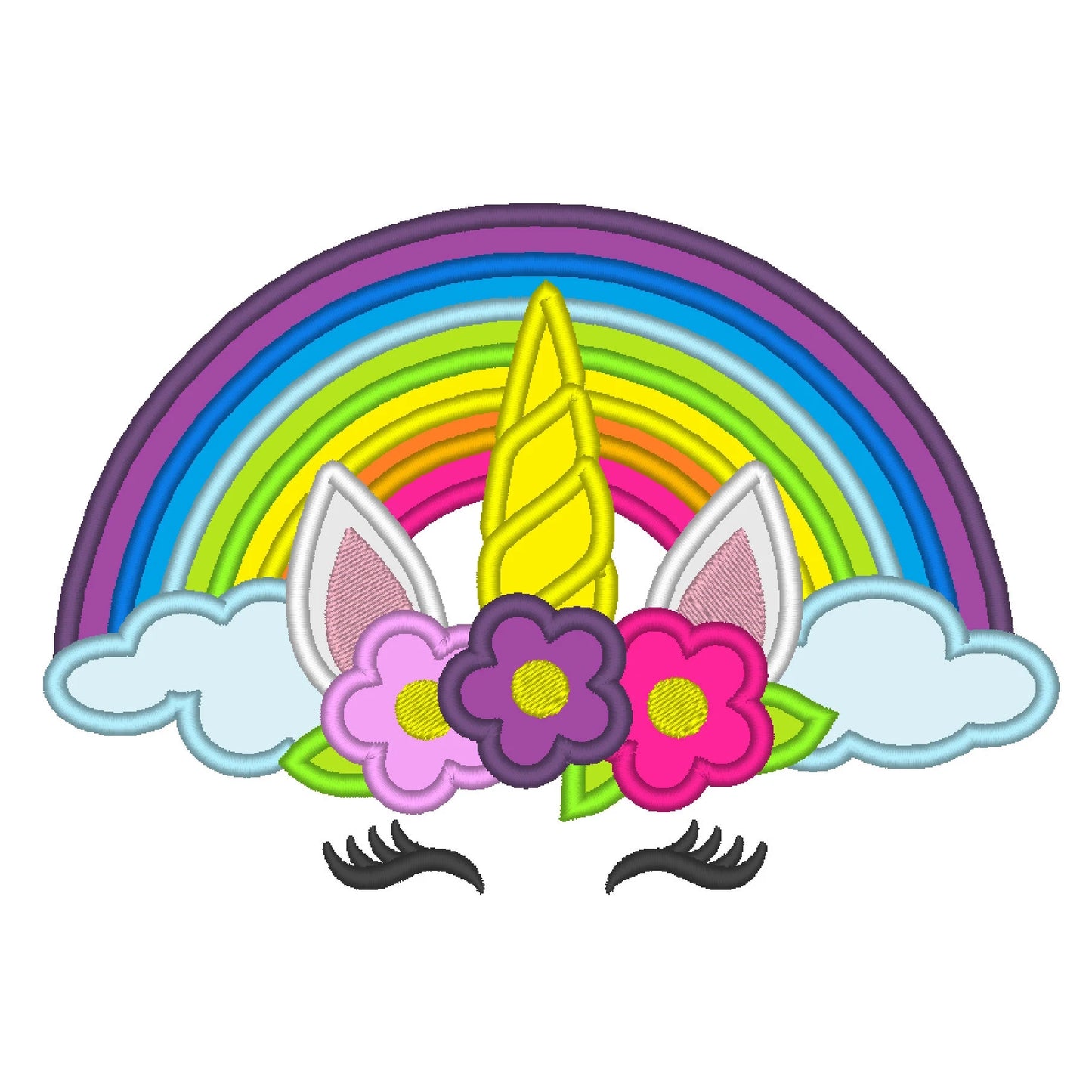Floral Unicorn with Rainbow