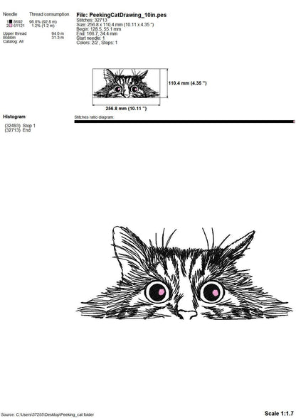 Peeking Cat Head Outline