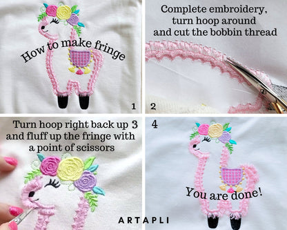 Fringed Llama Outline Floral Crown