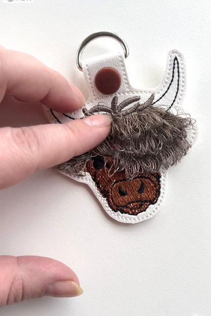 Fringed Highland Cow Keychain