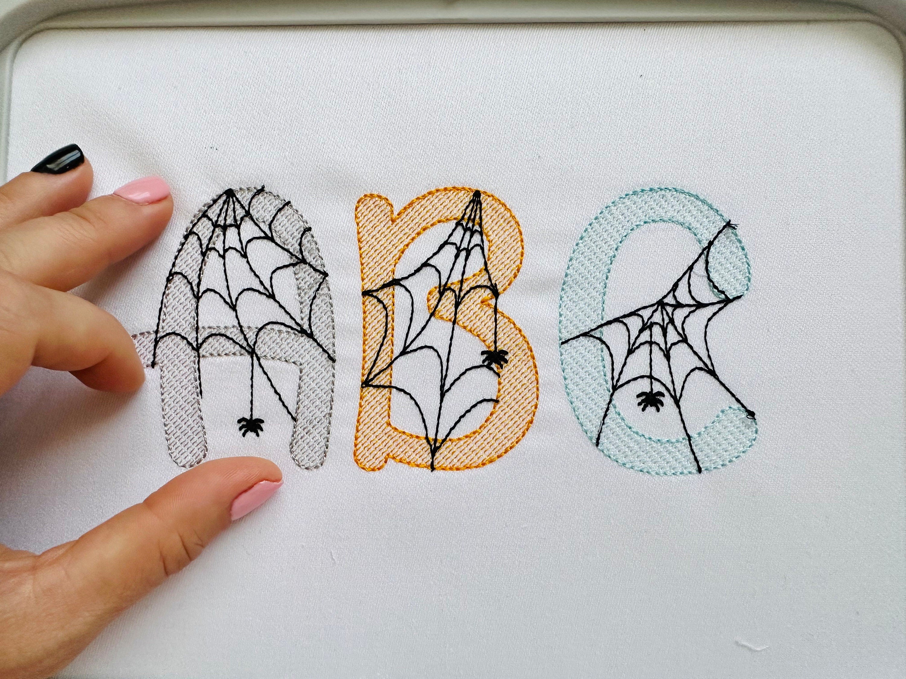 Spiderweb Font embroidery spider's web alphabet Halloween cobweb spooky ...