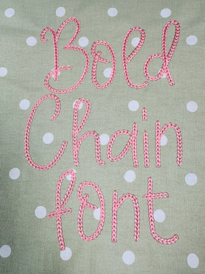 Narrow Bold Authentic Hand Chain stitch FONT machine embroidery designs
