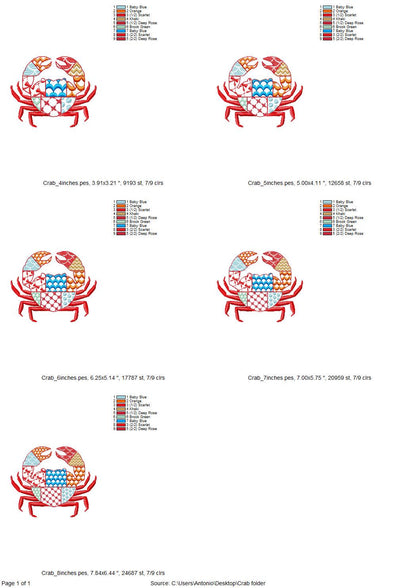 Patchwork Patterned Crab with Pincers