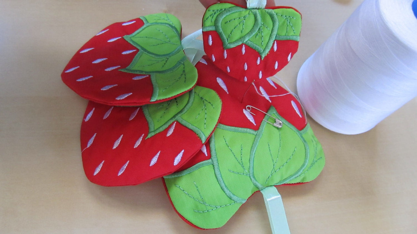 Strawberry in the hoop and Applique machine embroidery design multiple