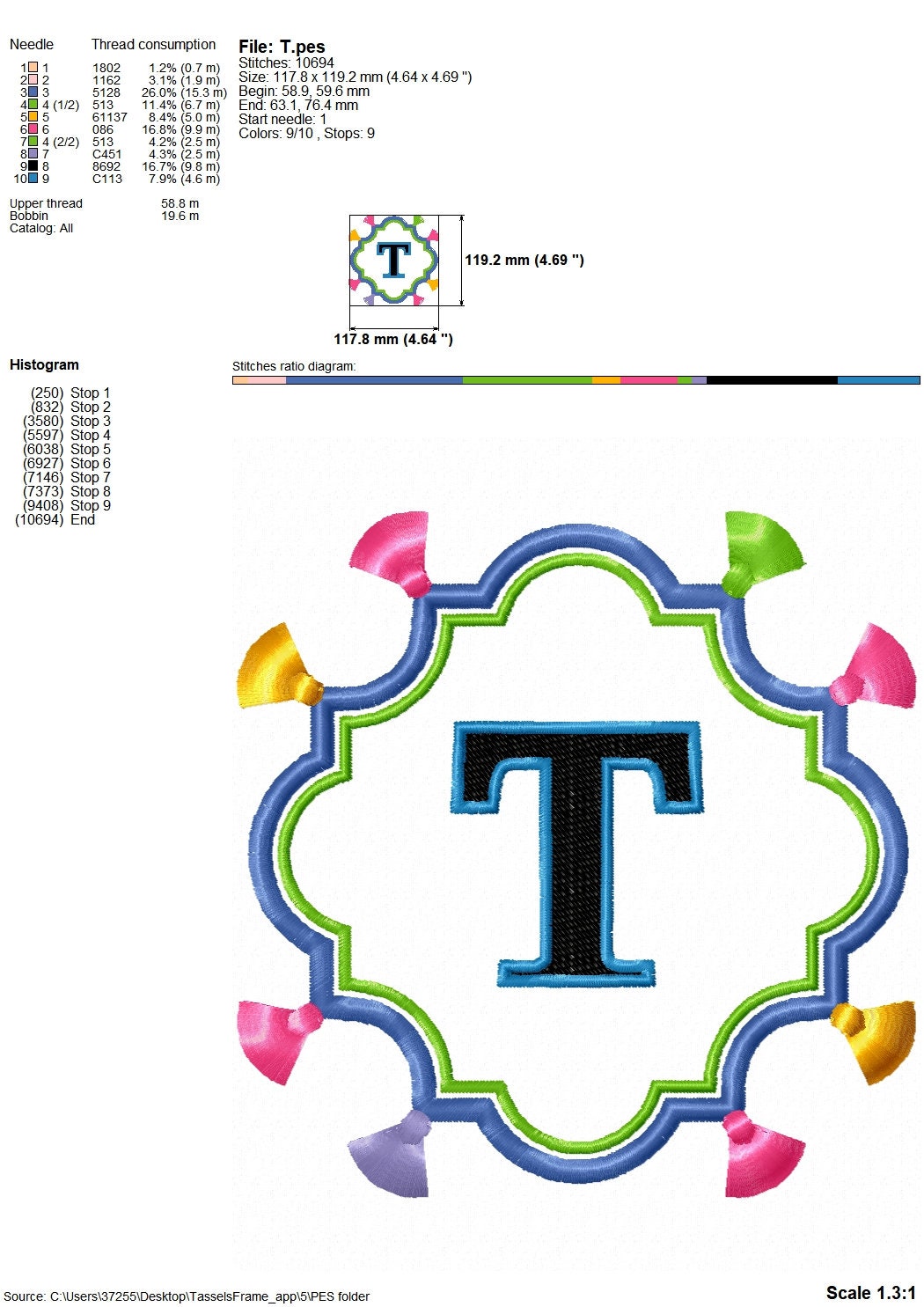 Fringed Tassel Monogram Frame