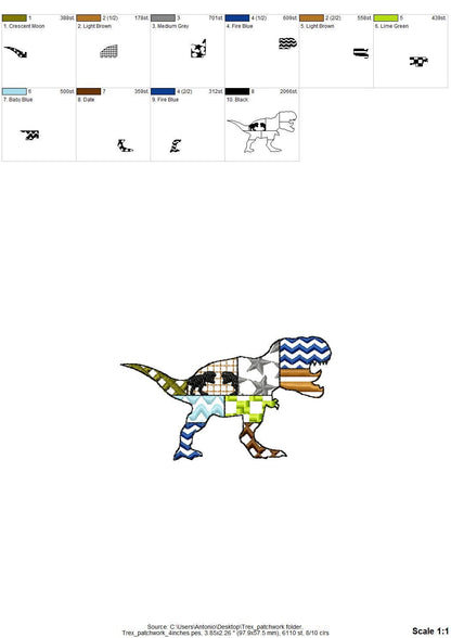 Patchwork Patterned T-Rex Dinosaur