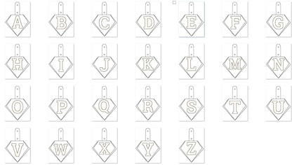 Special Puffy Puff foam Diamond shape Key Fob Snap Tab Monogram A-Z in