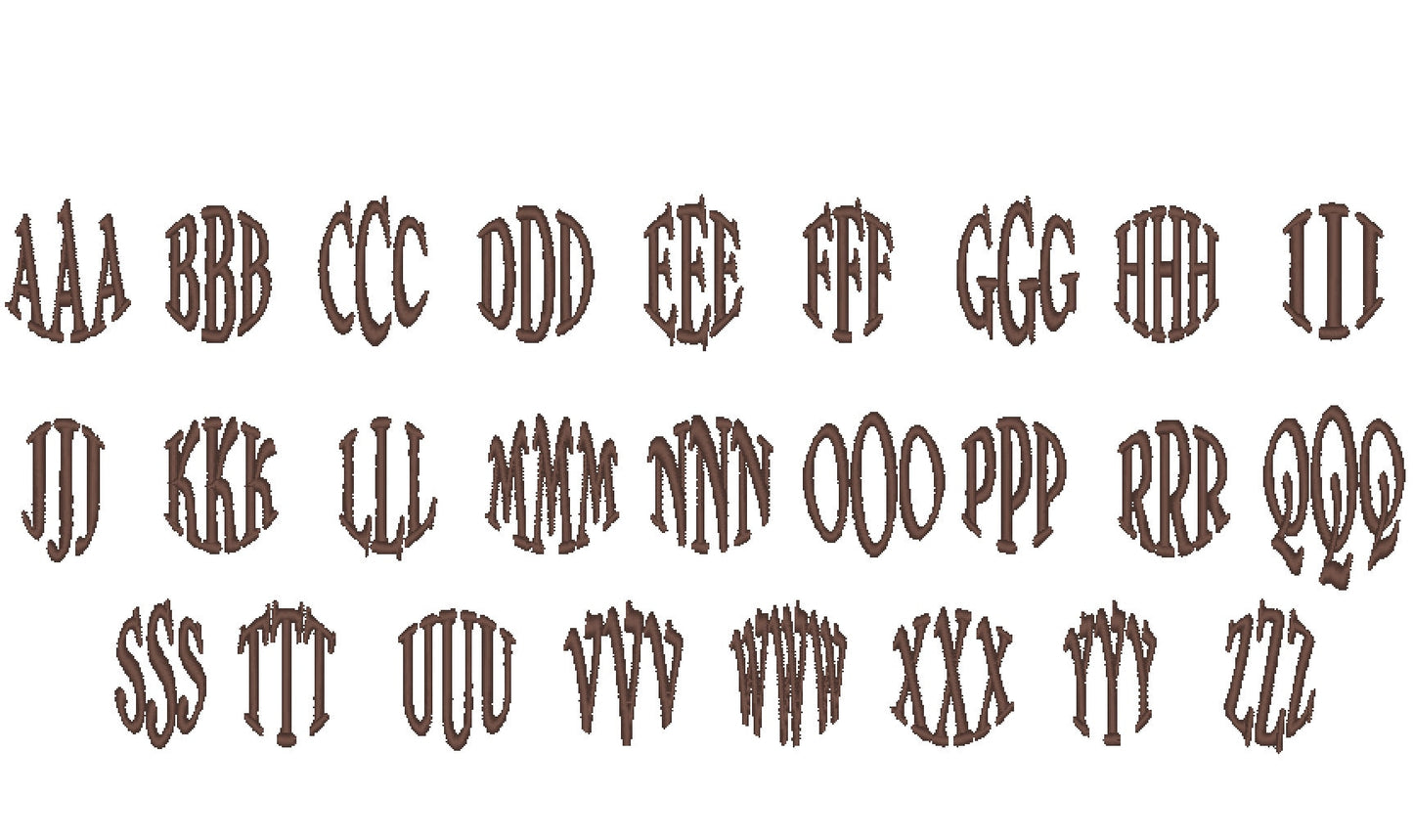 Unique circle monogram assorted sizes Monogram Font Classic Font Circle