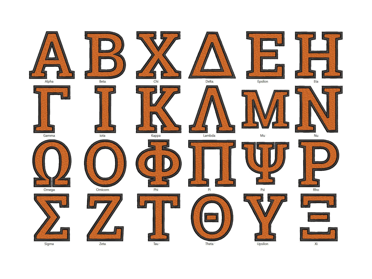 Fill Stitch Sororities Greek Font