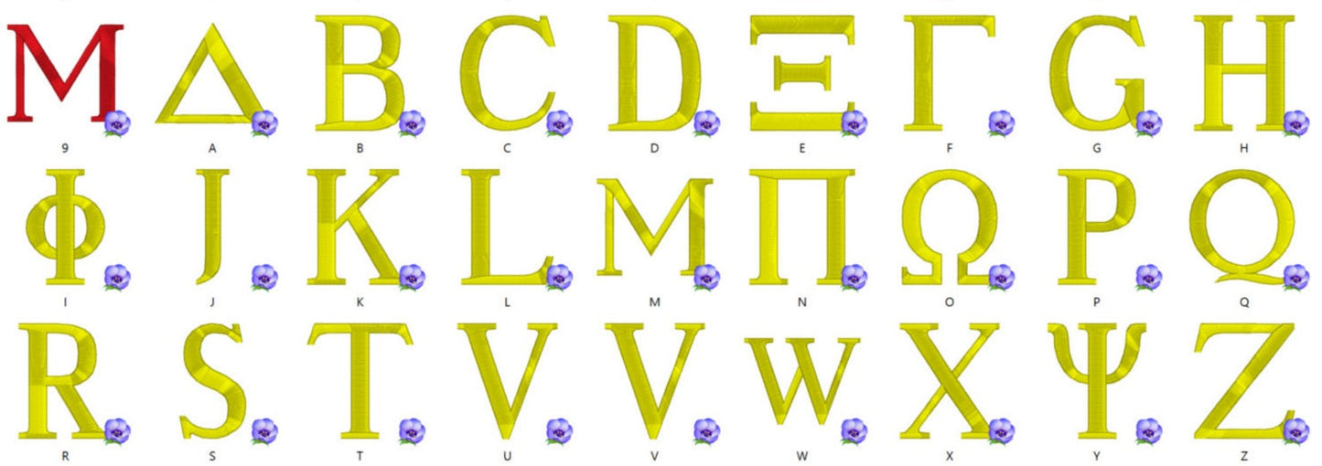 Fraternities Sororities Fill Stitch Greek Font