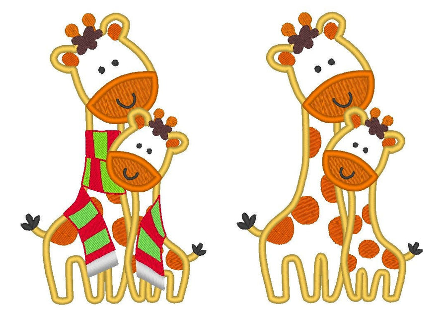 Giraffe Big Little Sister Brother Applique