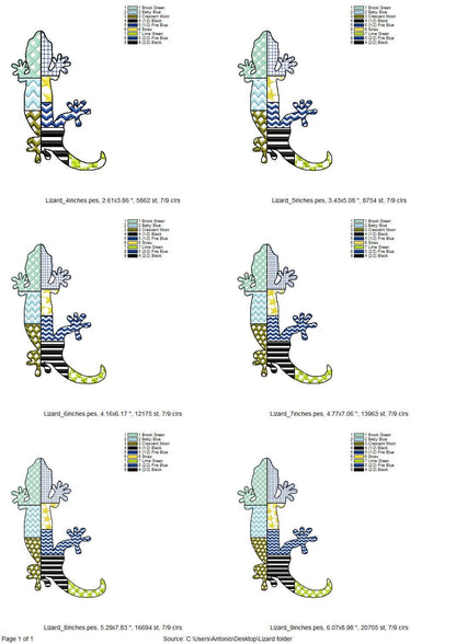 Patchwork Lizard Gecko animal silhouette patterned outline small dragon