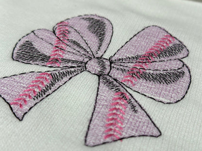Light Stitch Baseball Bow Line Art