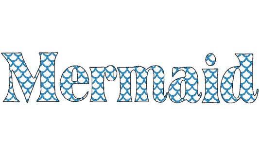 Scalloped 2 Color Mermaid Monogram FONT alphabet machine embroidery