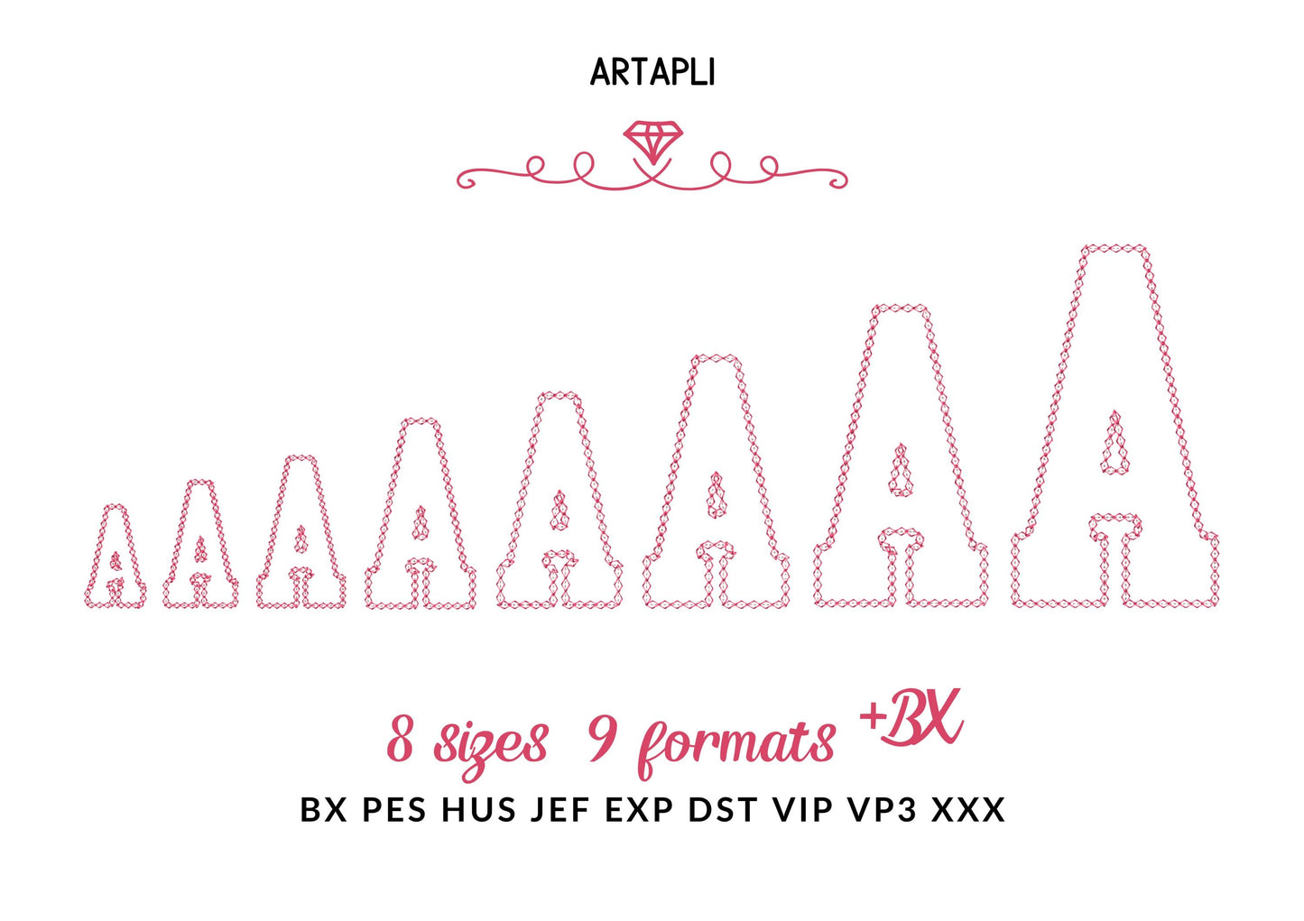 Varsity Font Applique Diamond Stitch Outline