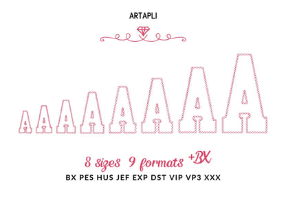 Varsity Font Applique Diamond Stitch Outline