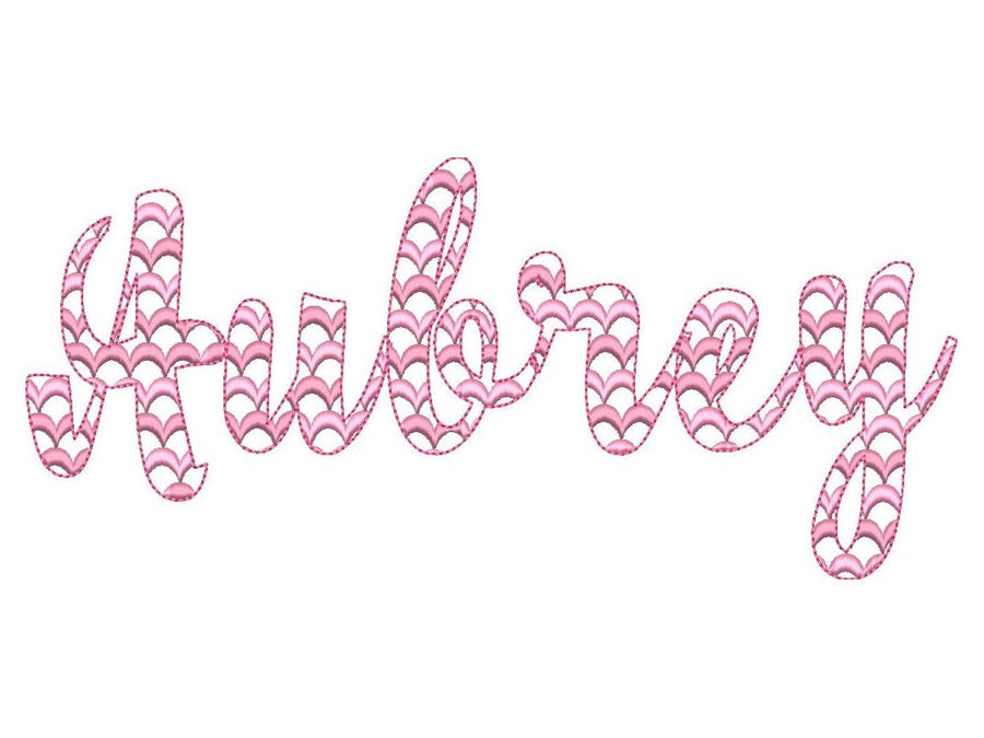 Satin Stitch Scallop Font 2 two colors script cursive alphabet machine