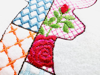 Patchwork Deer Head patterned Buck Deer face machine embroidery designs