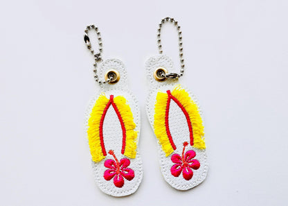 Fringed Floral Flip Flops Keychain
