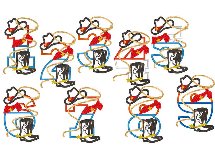 Cowboy Boots and Hat Birthday Number Set