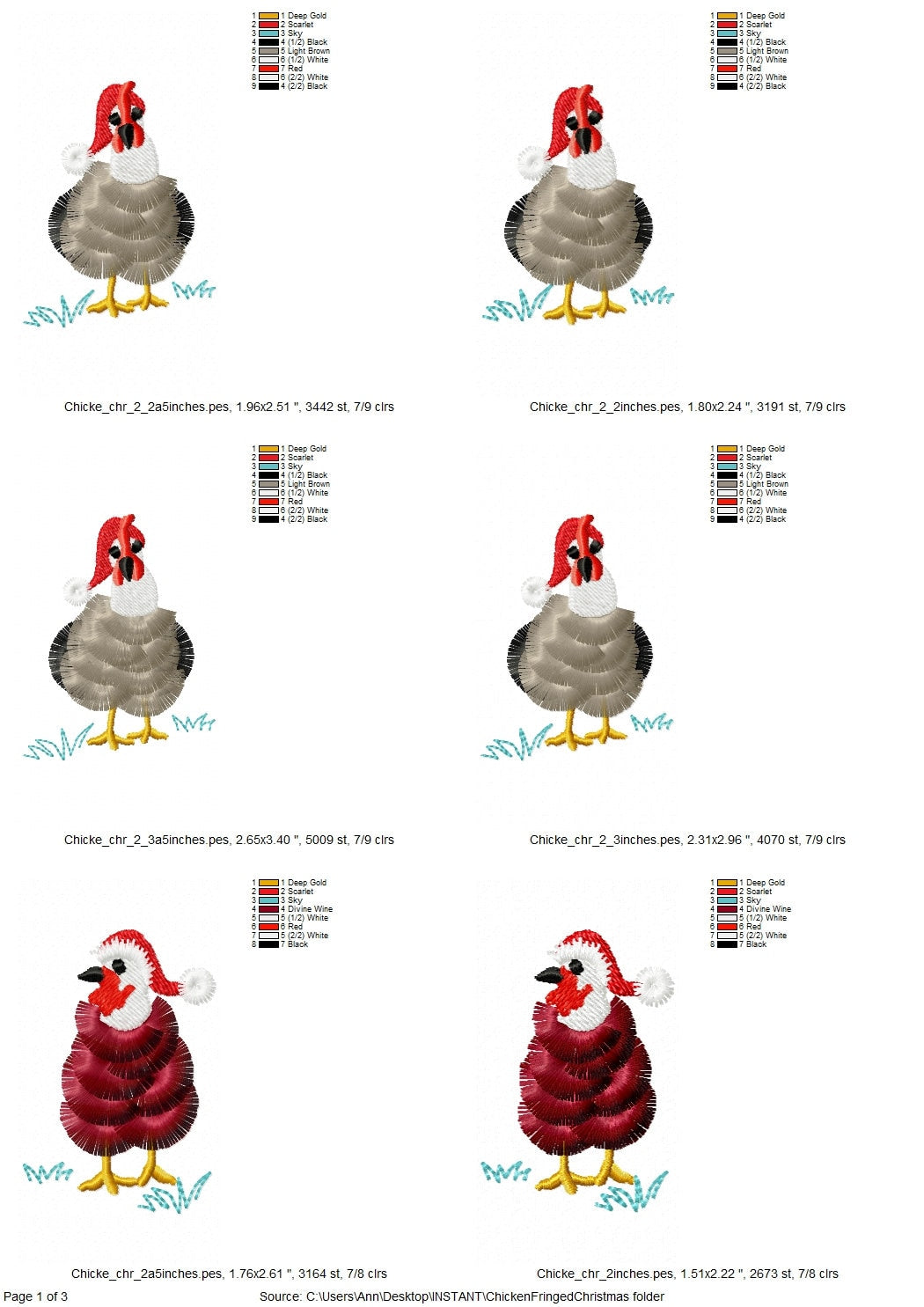 Christmas chhicken Santa Set of 3