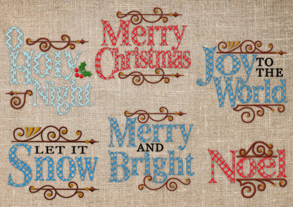 Merry Christmas Towel Saying Set of 6