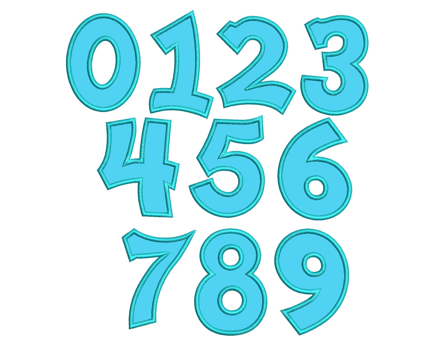 Bold Block Wide Satin Outline Fancy Numbers