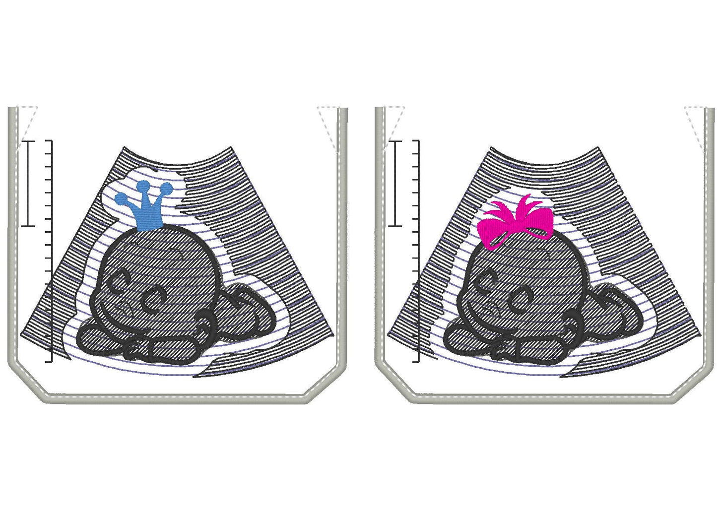 Ultrasound Tech doctor pockets embroidery dsigns Girl and Boy machine