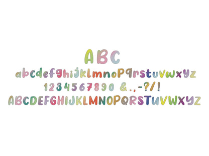 Iridescent 2-Color Ombre Gradient Kids Fun Font