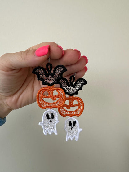 Spooky Halloween Earrings Pumpkin Jack Ghost
