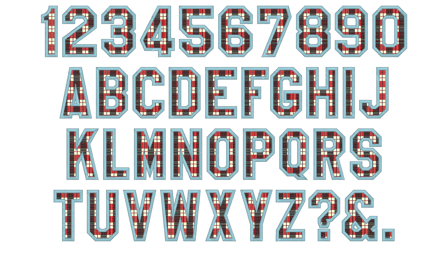 Buffalo Plaid Patterned Sport Font Applique