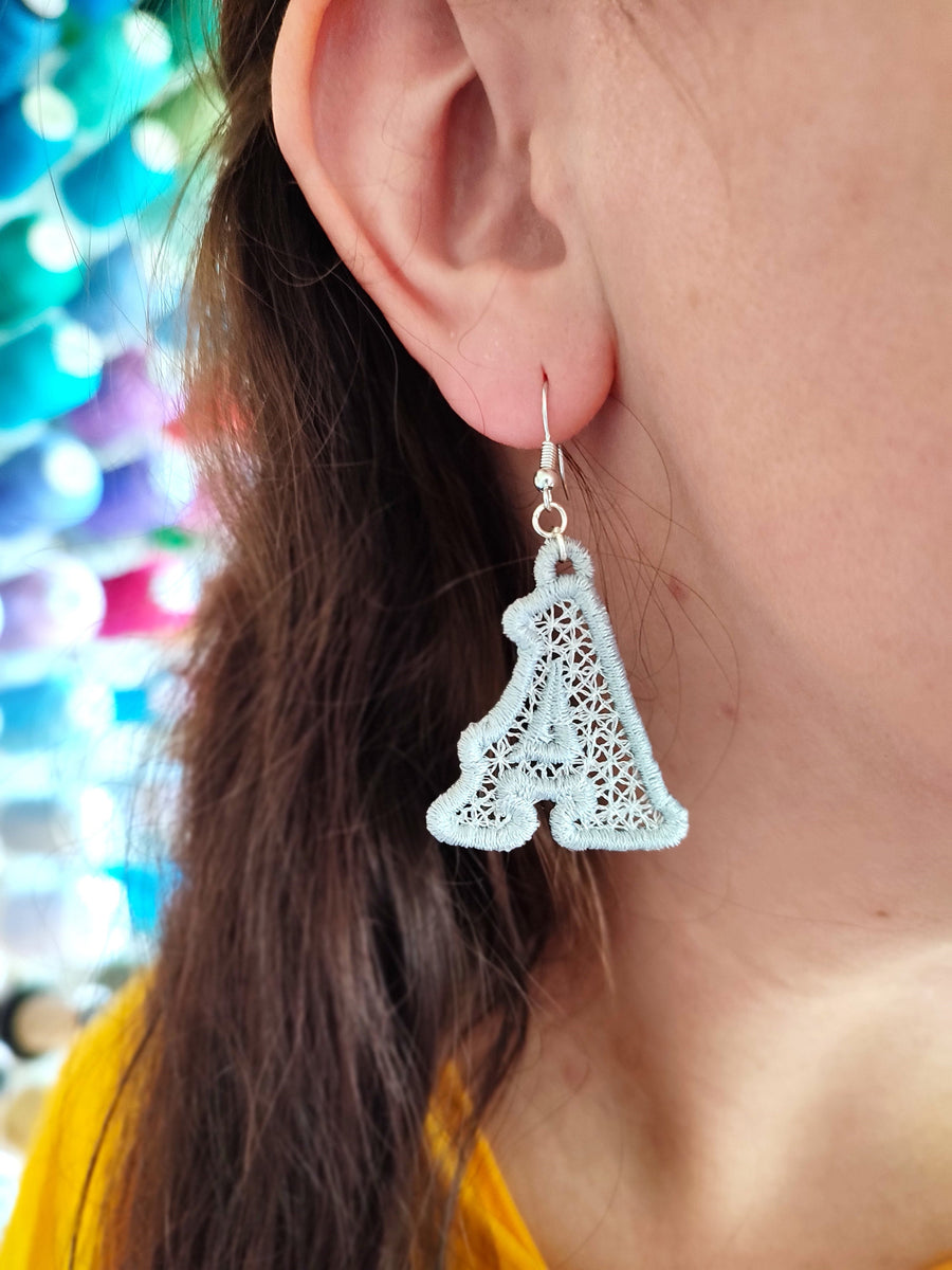 Lace Monogram Font Charm Earrings FSL