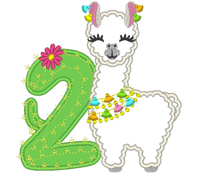 Llama Cactus Birthday Number 2