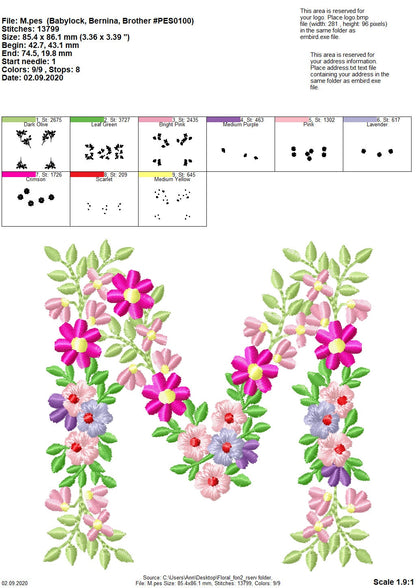 Country Floral Letter M