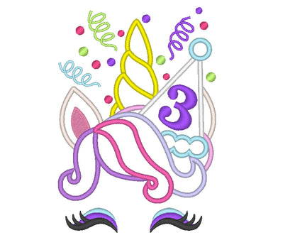 Festive Unicorn Birthday Number 3
