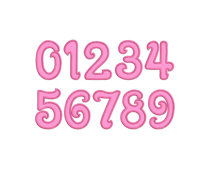 Girly with wide satin stitch Birthday Numbers Applique kids outfit