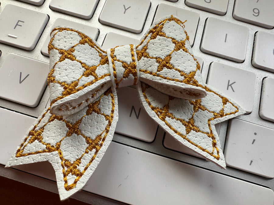 Classy 3D Dimensional Patterned Bow ITH